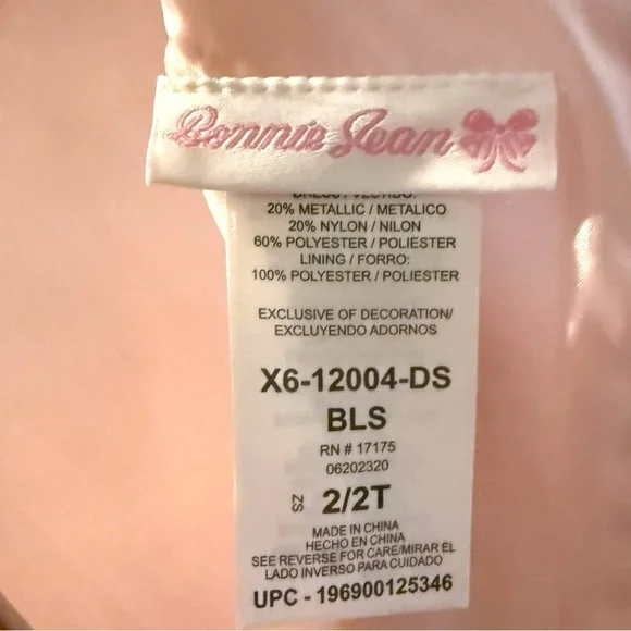 Bonnie Jean Girls 2T Pink Glitter Tulle Dress Formal Party Wedding NWT - Picture 7 of 9